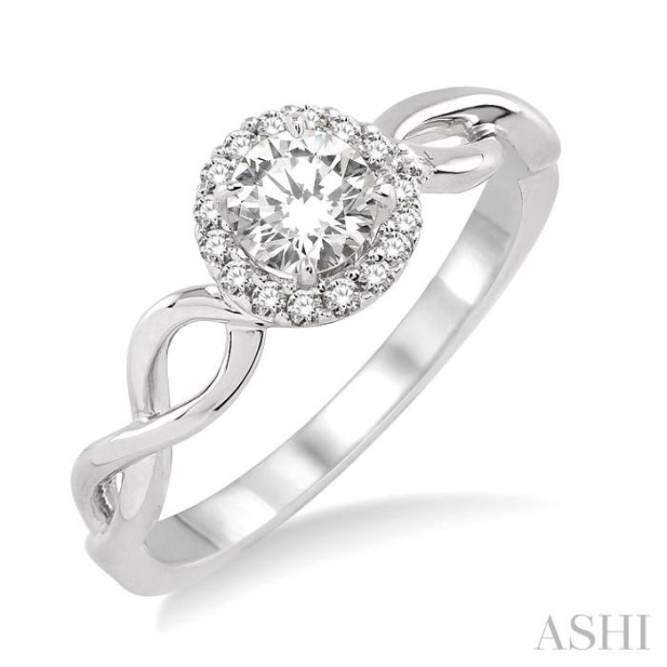 Round Shape Halo Diamond Engagement Ring