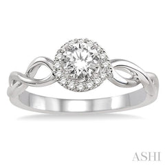 Round Shape Halo Diamond Engagement Ring