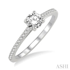 Round Shape Semi-Mount Diamond Engagement Ring