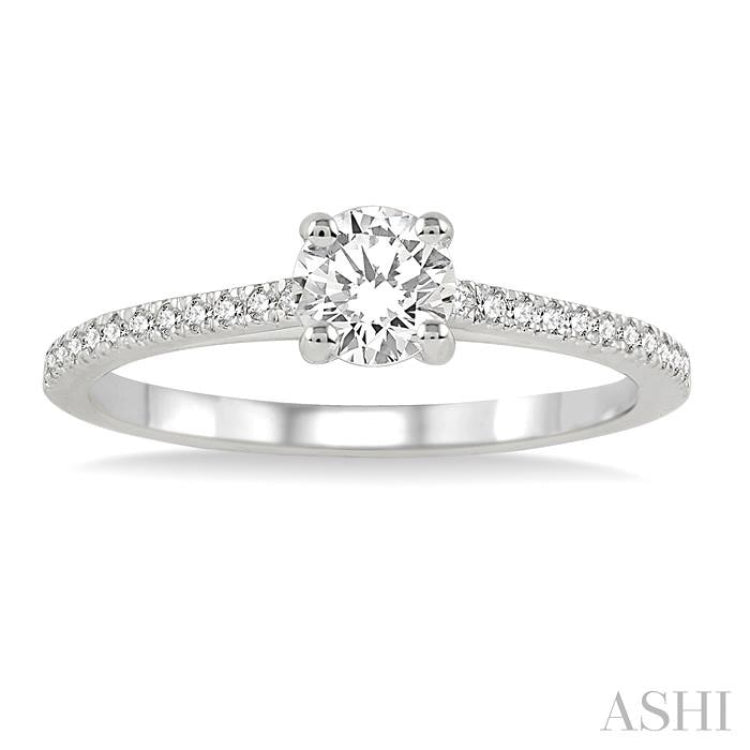 Round Shape Semi-Mount Diamond Engagement Ring