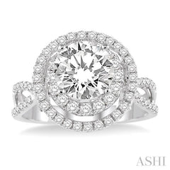 Round Shape Semi-Mount Halo Diamond Engagement Ring