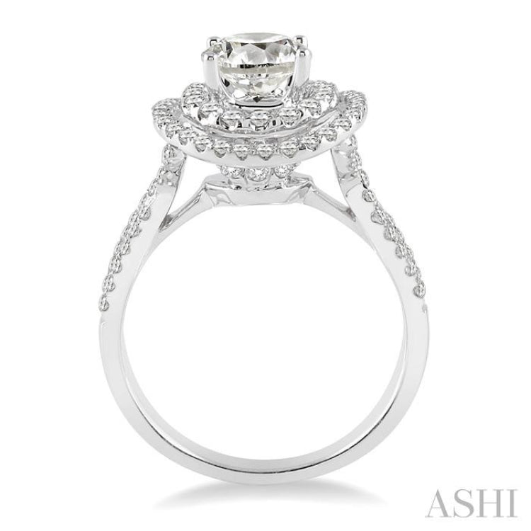 Round Shape Semi-Mount Halo Diamond Engagement Ring