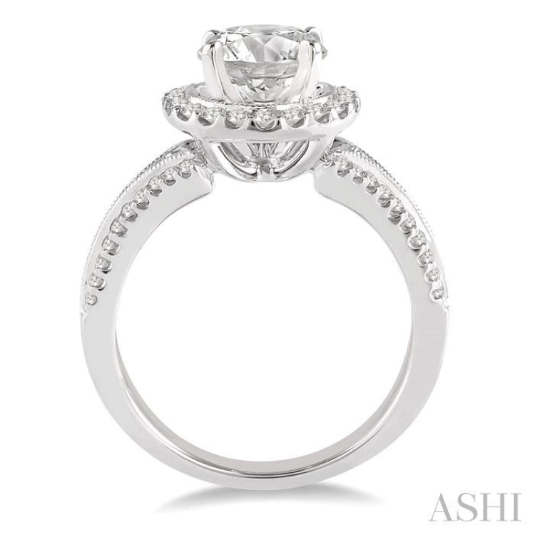 Round Shape Semi-Mount Halo Diamond Engagement Ring