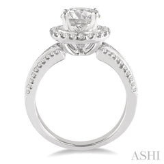 Round Shape Semi-Mount Halo Diamond Engagement Ring