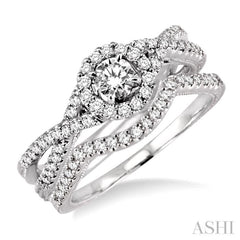 Round Shape Halo Diamond Wedding Set