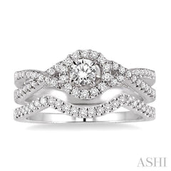 Round Shape Halo Diamond Wedding Set