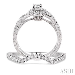 Round Shape Halo Diamond Wedding Set