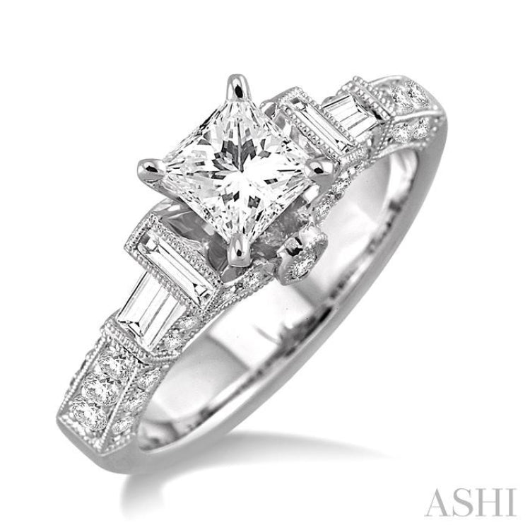 Princess Shape Semi-Mount Diamond Engagement Ring