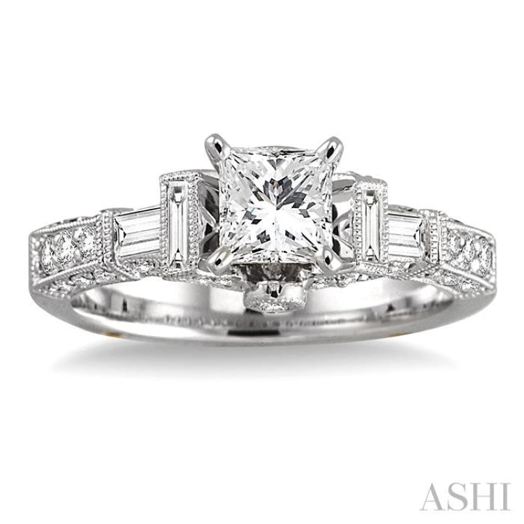 Princess Shape Semi-Mount Diamond Engagement Ring