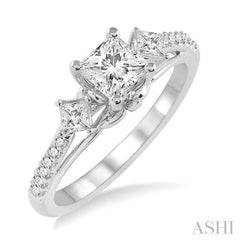 Princess Shape Past Present & Future Diamond Engagement Ring