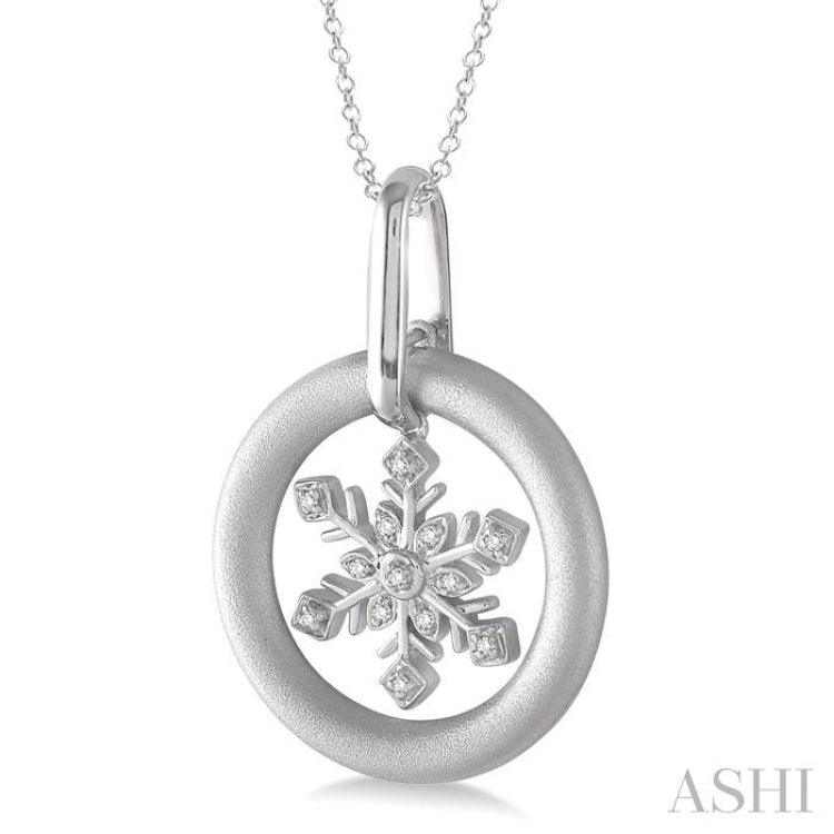 Silver Snow Flake Diamond Fashion Pendant