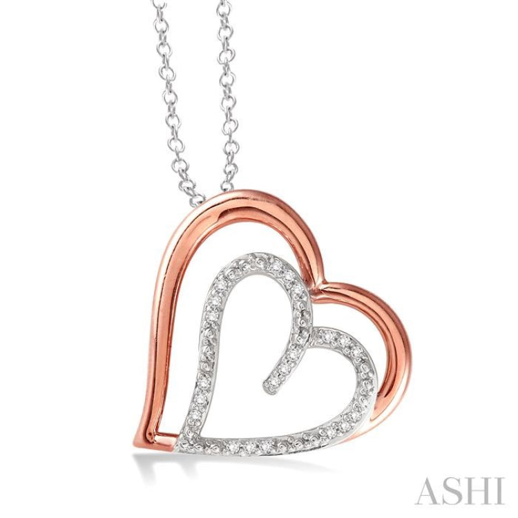 Silver Double Heart Shape Diamond Fashion Pendant