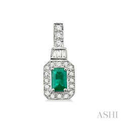 Emerald Shape Gemstone & Halo Diamond Earrings