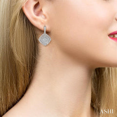 Silver Cushion Shape Diamond Earrings