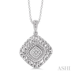 Silver Cushion Shape Diamond Pendant