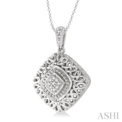 Silver Cushion Shape Diamond Pendant