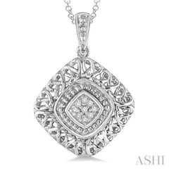 Silver Cushion Shape Diamond Pendant