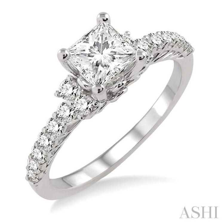 Princess Shape Semi-Mount Diamond Engagement Ring