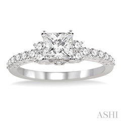 Princess Shape Semi-Mount Diamond Engagement Ring