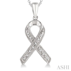 Silver Support Ribbon Diamond Fashion Pendant