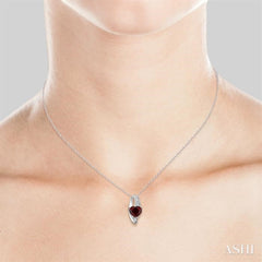 Silver Heart Shape Gemstone & Diamond Fashion Pendant