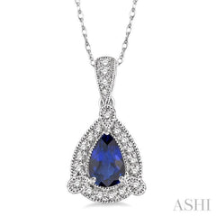 Pear Shape Gemstone & Halo Diamond Pendant