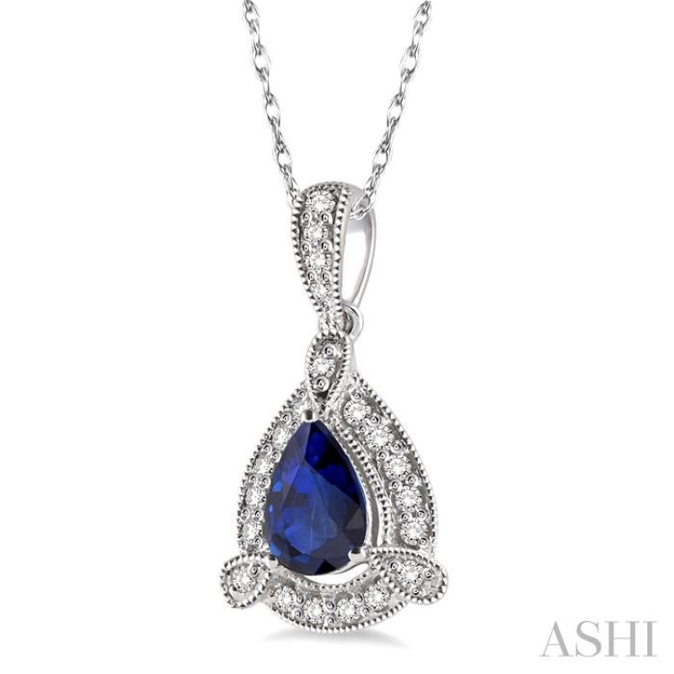 Pear Shape Gemstone & Halo Diamond Pendant