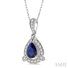 Pear Shape Gemstone & Halo Diamond Pendant