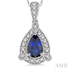 Pear Shape Gemstone & Halo Diamond Pendant