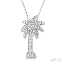 Silver Palm Tree Diamond Fashion Pendant