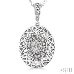 Silver Oval Shape Diamond Pendant