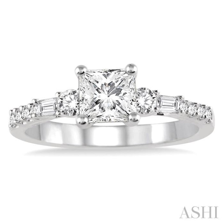 Princess Shape Semi-Mount Diamond Engagement Ring