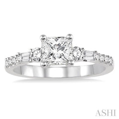 Princess Shape Semi-Mount Diamond Engagement Ring