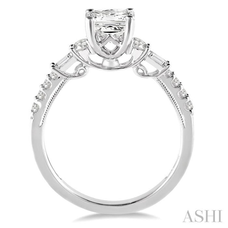 Princess Shape Semi-Mount Diamond Engagement Ring