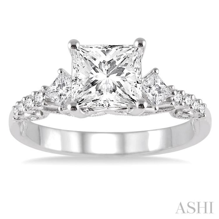 Princess Shape Semi-Mount Diamond Engagement Ring