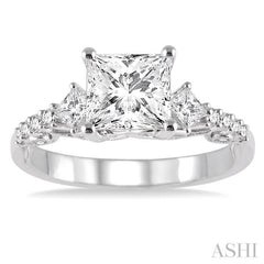 Princess Shape Semi-Mount Diamond Engagement Ring