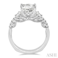 Princess Shape Semi-Mount Diamond Engagement Ring