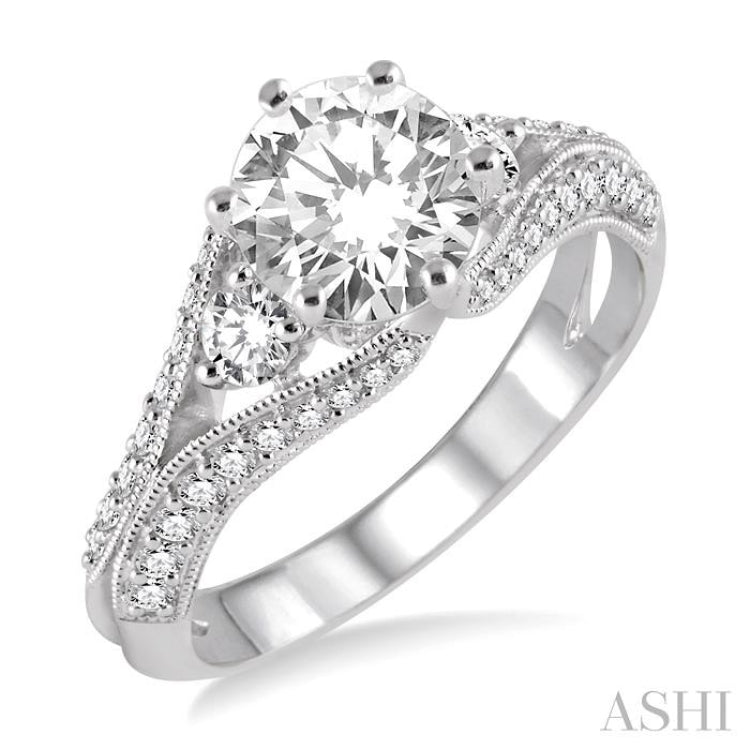 Round Shape Semi-Mount Diamond Engagement Ring