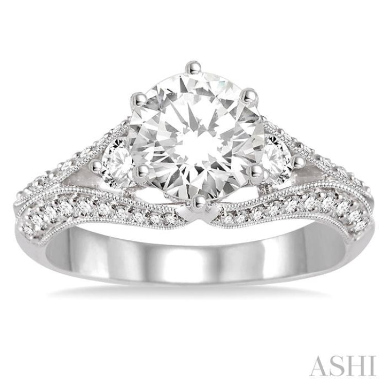 Round Shape Semi-Mount Diamond Engagement Ring