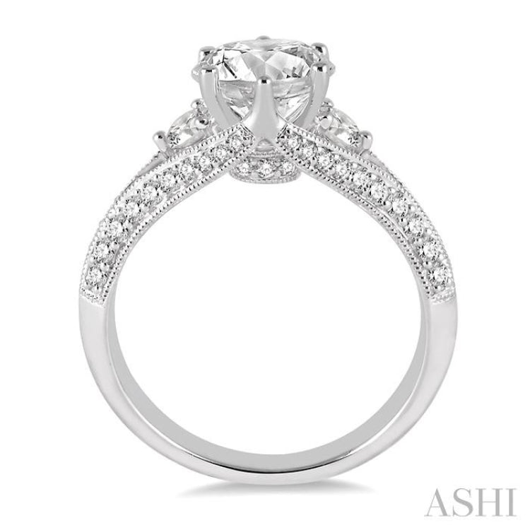 Round Shape Semi-Mount Diamond Engagement Ring