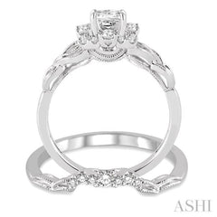 Princess Shape Halo Diamond Wedding Set