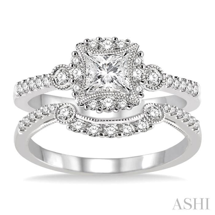 Princess Shape Diamond Wedding Set