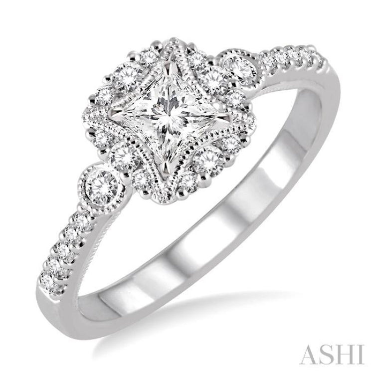 Princess Shape Semi-Mount Diamond Engagement Ring