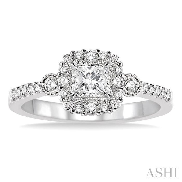 Princess Shape Semi-Mount Diamond Engagement Ring