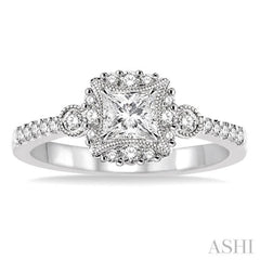 Princess Shape Semi-Mount Diamond Engagement Ring