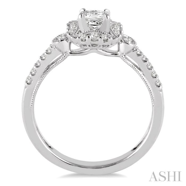 Princess Shape Semi-Mount Diamond Engagement Ring