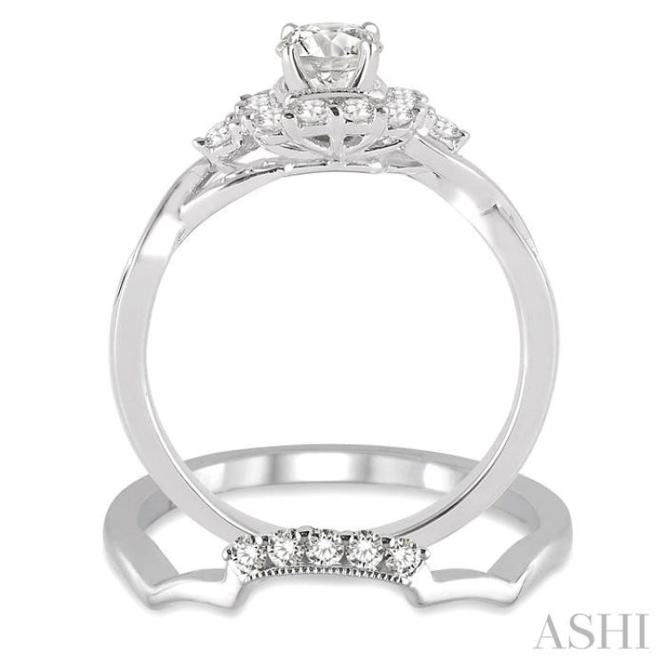 Princess Shape Halo Diamond Wedding Set