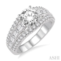 Round Shape Semi-Mount Diamond Engagement Ring