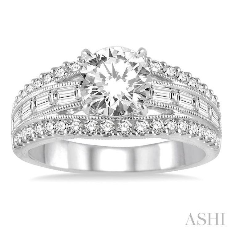 Round Shape Semi-Mount Diamond Engagement Ring