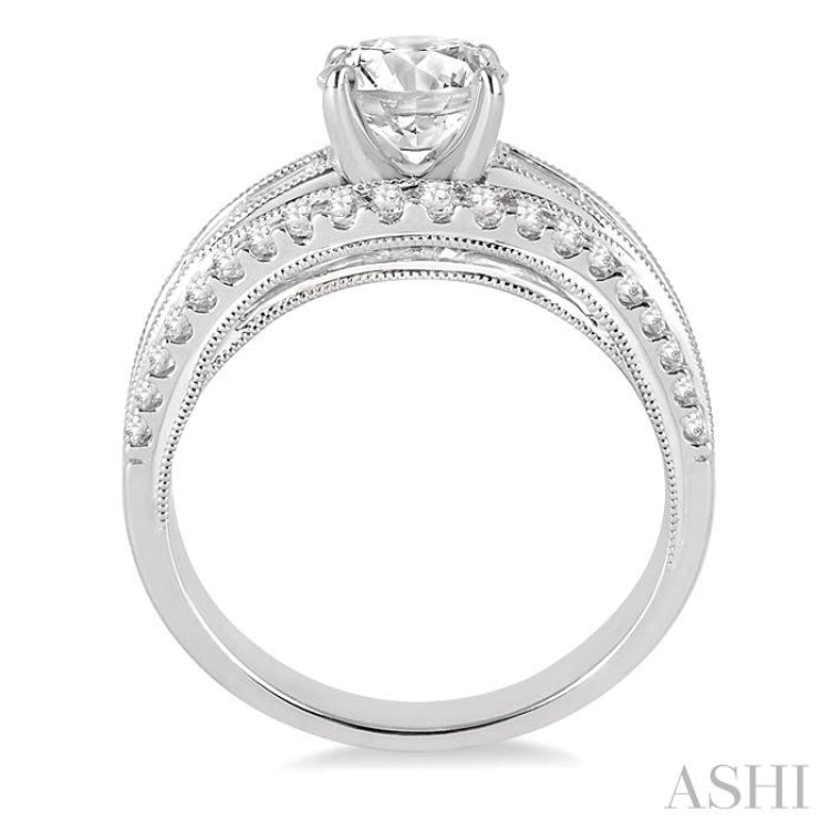 Round Shape Semi-Mount Diamond Engagement Ring